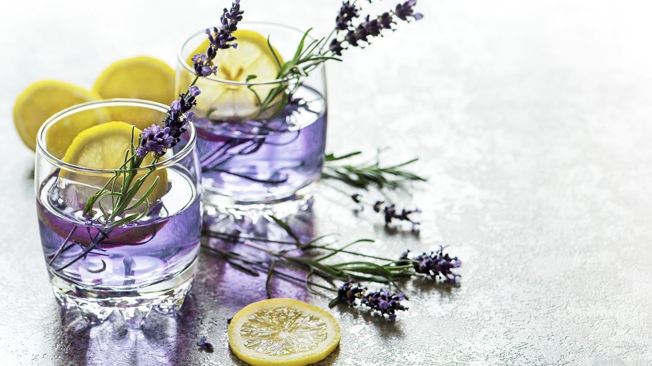 Lavendellimonade Selbstgemacht - schön verzierte Gläser mit Lavendellimonade