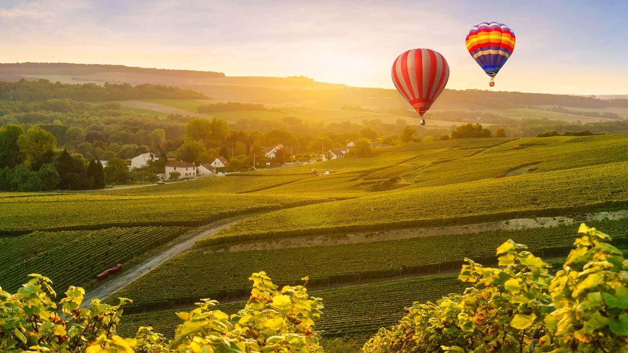 Ballon fahren - Ein Blick über Deutschland - über die Weinberge
