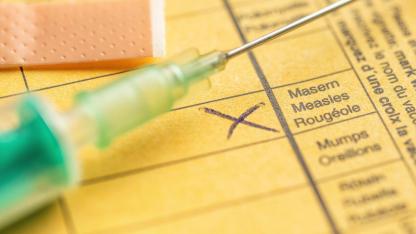 Impfpflicht pro und contra / Impfausweis mit Spritze