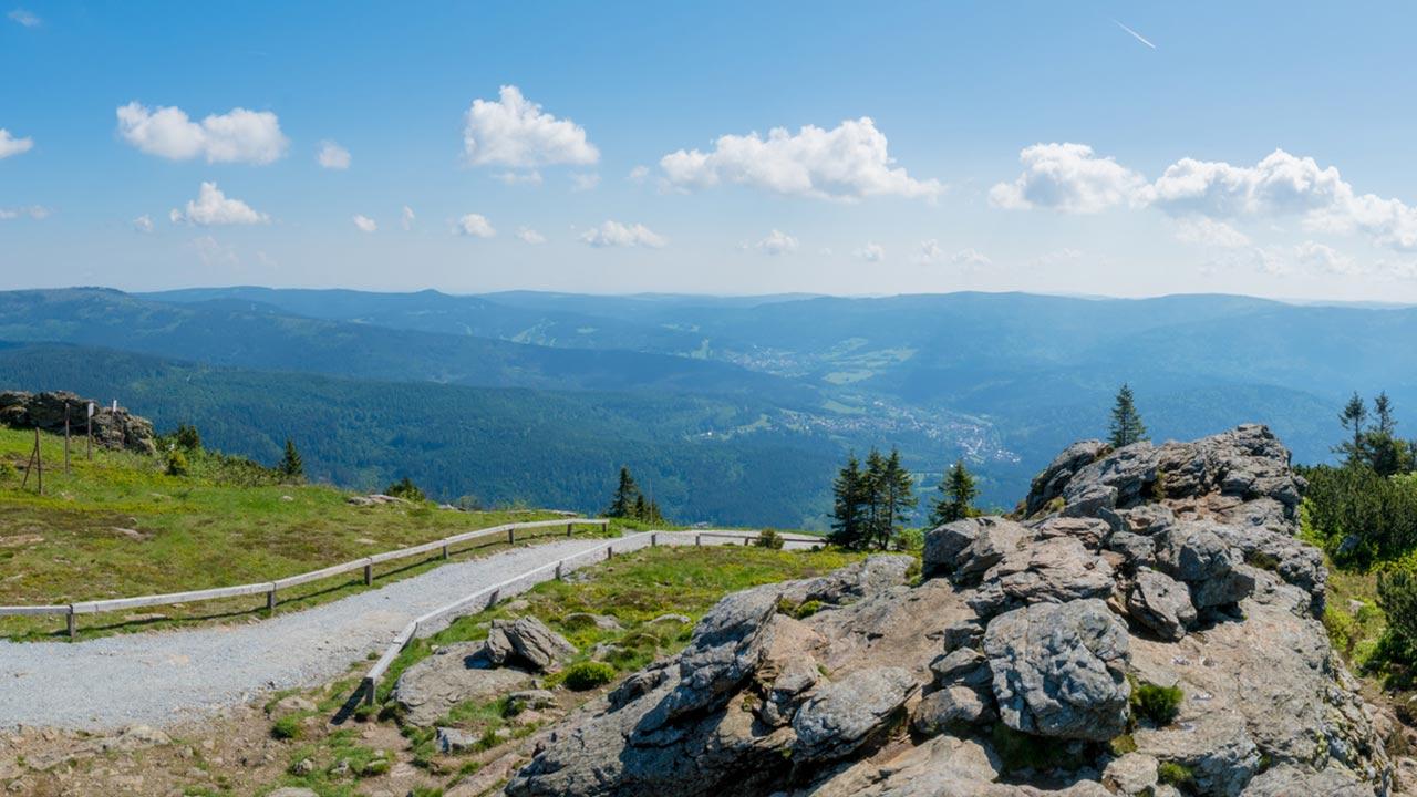 Wandern im Bayerischen Wald / Panoramasicht des Bayerischen Waldes